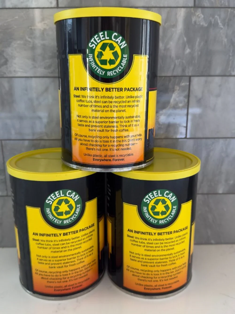 Set of 3 Empty Chock Full o' Nuts 10.2-11.3oz Tins NYC Skyline Storage Steel Can